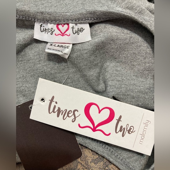 NWT Times Two Maternity Maxi Dress Short Sleeve Heathered Gray XL 12022 - Picture 4 of 8